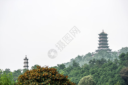 景区古楼阁都江堰玉垒塔高清图片