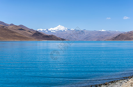 手绘山西藏羊卓雍措湖风光背景