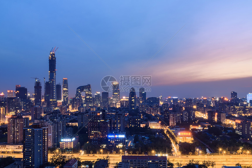 城市建筑风光夜景北京国贸CBD图片
