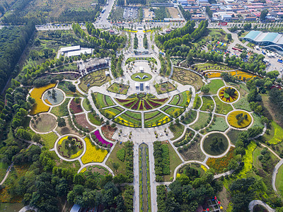 五颜六色的花朵航拍公园北京鲜花港背景