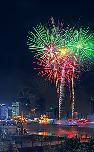 黄浦江游船上海的国庆夜背景