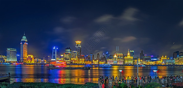 夜色中的上海浦西风光背景图片