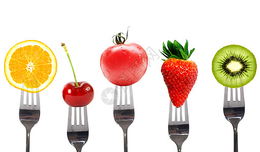 叉子与水果图片