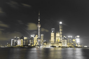 城市建筑风光黑金系上海外滩夜景图片