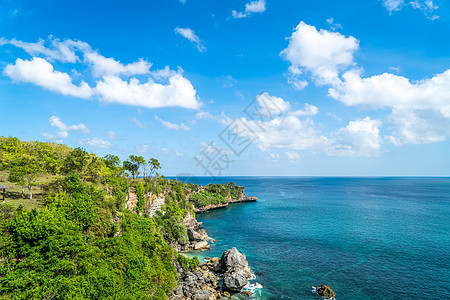 俯瞰海岛巴厘岛悬崖大海背景