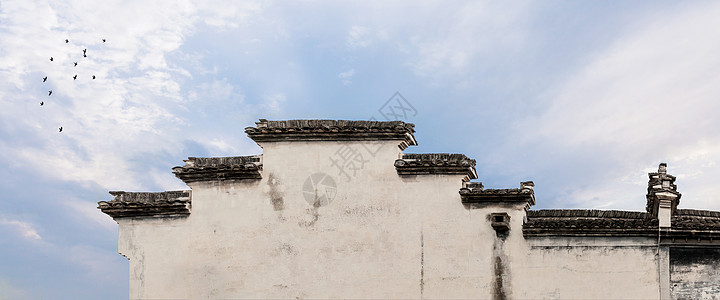 江南传统民居建筑墙体-马头墙背景图片