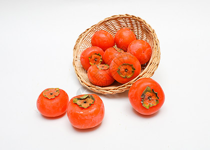 秋天成熟的柿子背景图片