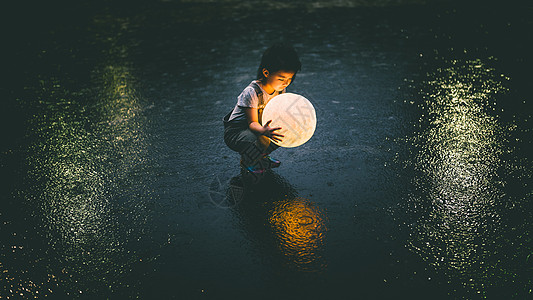 唯美月球灯夜晚中秋节高清图片