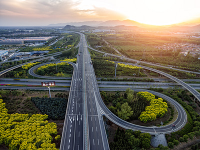 桥梁道路航拍北京郊区怀柔桥背景