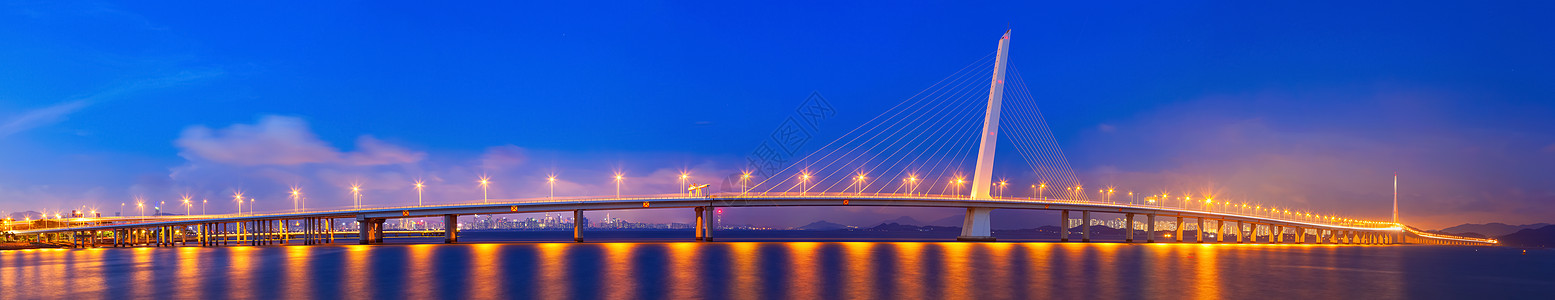 海夜景跨海大桥城市夜景背景