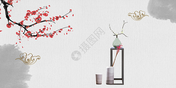 砚台毛笔中国风桌子设计图片