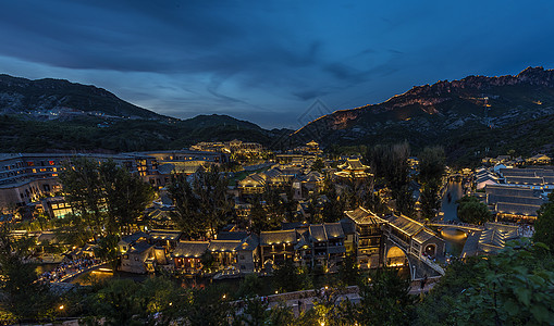 北京古北水镇古北水镇夜景背景