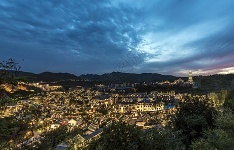 北京古北水镇古北水镇夜景背景