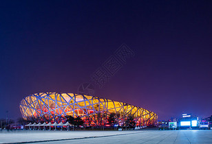 鸟巢夜景图片