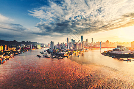 长江俯瞰唯美重庆城市风光背景