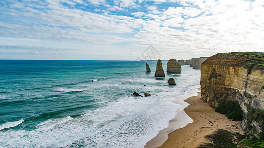 海边旅游景点澳大利亚十二门徒石背景