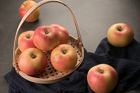 苹果红黄苹果兰布条高清图片