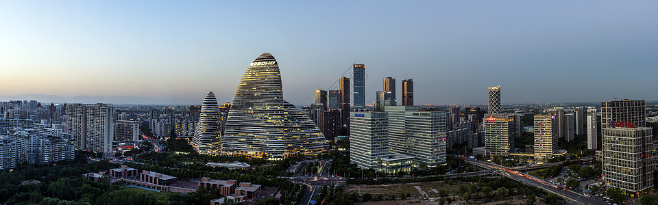 望京商区城市夜景道路高清图片