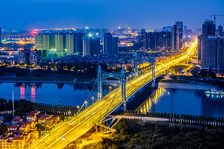 武汉城市夜景古田桥背景