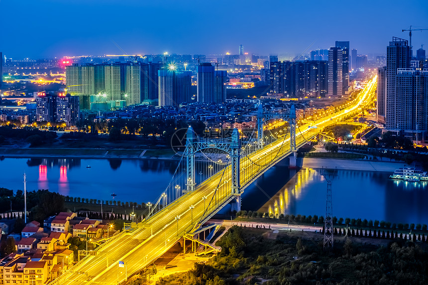 武汉城市夜景古田桥图片