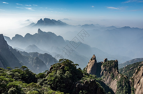 大气自然风景江西三清山云雾山峰风光背景