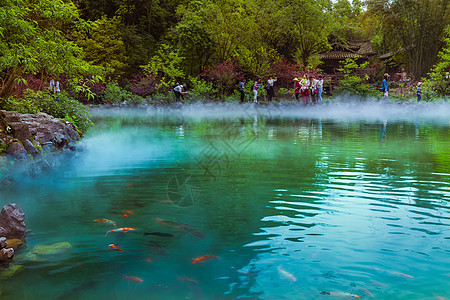 青占鱼重庆酉阳桃花源风光背景