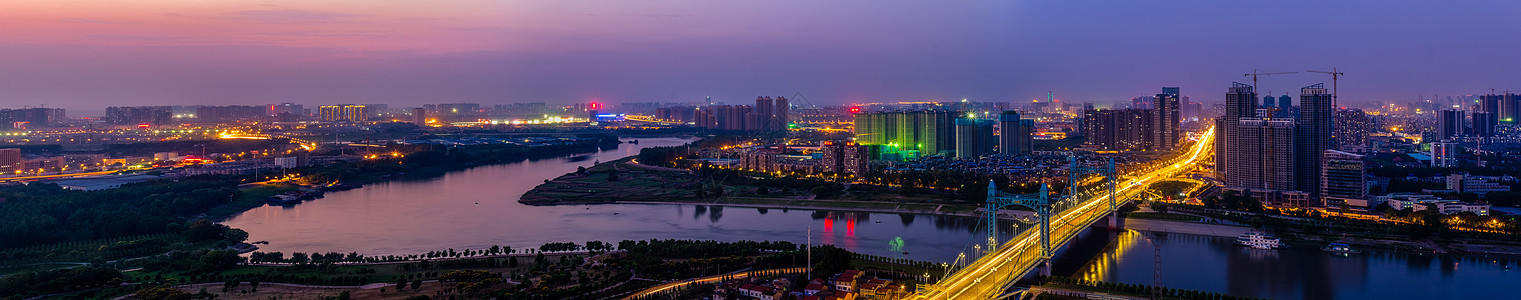 武汉城市夜景古田桥汉江全景接片图片