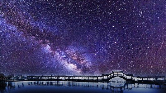 西湖夜景游玩旅游胜地美丽的星空风光背景