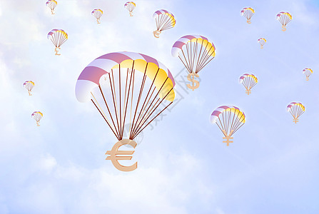 降落伞空降金钱货币设计图片