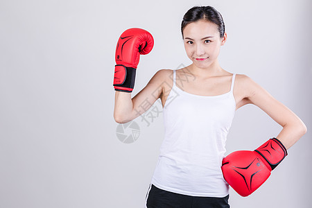居家女人拳击运动高清图片