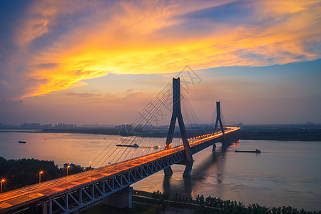 武汉天兴洲武汉城市夜景天兴洲长江大桥背景