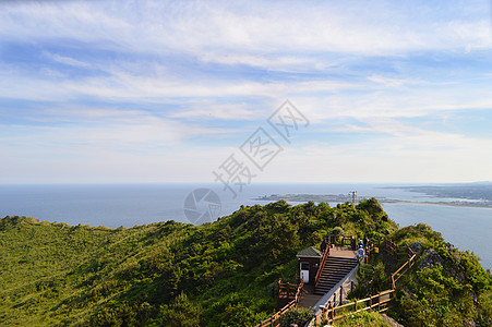 山线条韩国城山日出峰唯美风景照片背景