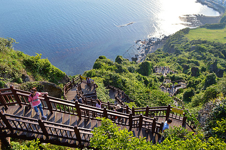 韩国城山日出峰唯美风景照片背景