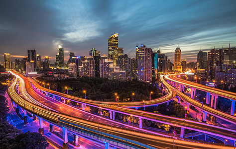 建筑城市夜景上海立交城市夜景背景