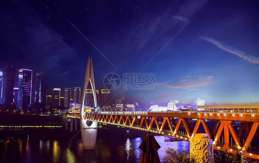 夜拍跨江大桥图片