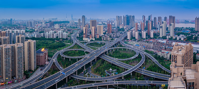 路城市武汉城市景观马鹦路立交全景接片背景