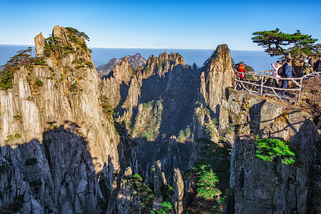 黄山风光山峦天都峰高清图片