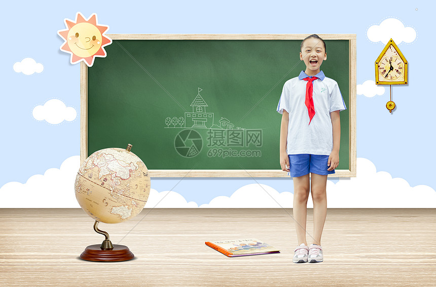 小学生学习朗读图片