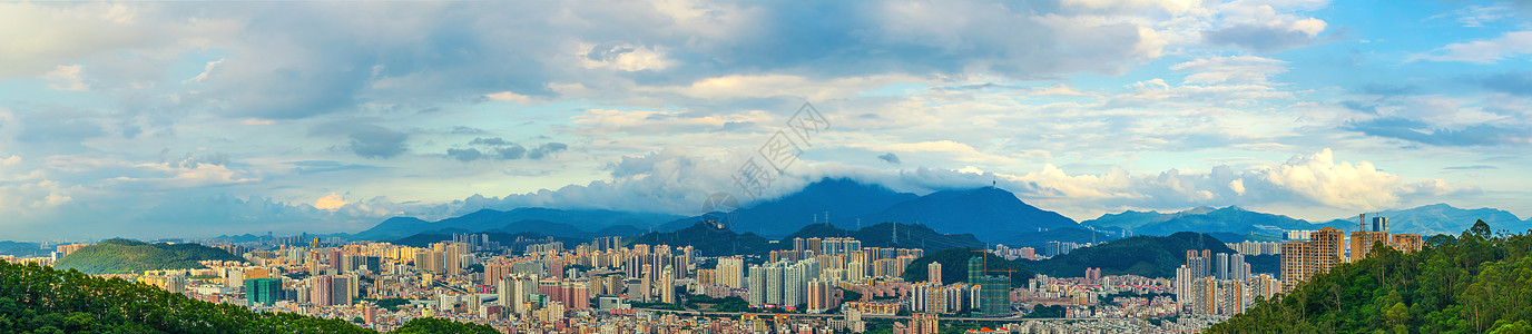 阳光全景深圳城市建筑风光全景背景