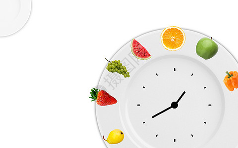 水果养生创意鲜柠檬钟表高清图片