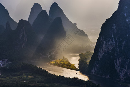 漓江晨曦背景图片