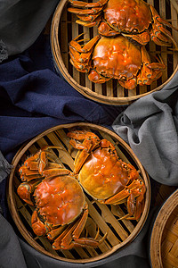 螃蟹餐巾秋蟹高清图片