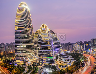 北京望京绿地中心俯瞰望京soho夜景美色图片