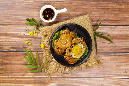 餐桌美食清蒸大闸蟹背景