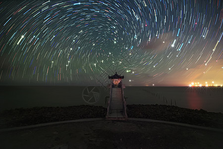 大海风景璀璨的星空背景