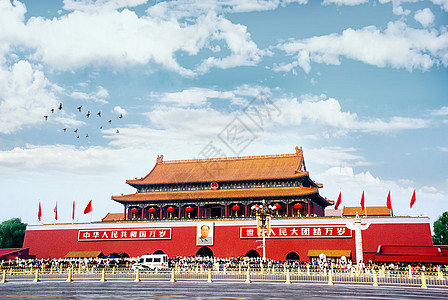 红色金色背景北京天安门背景