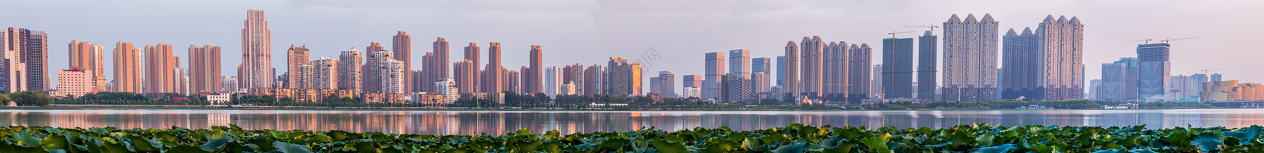 湖光水色武汉城市建筑全景图背景