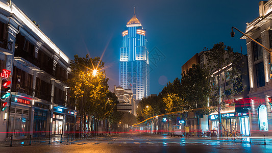 中山大道武汉城市道路街景夜景背景