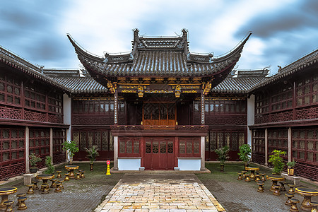 中国古建筑传统庭院背景图片