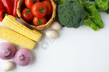 食品摆盘烹饪食材平铺素材背景